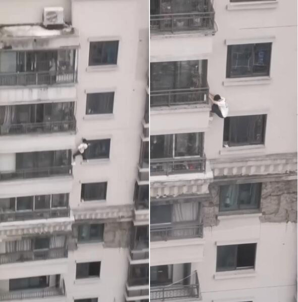 网传花果园社区偷人，“老王”直接徒手从37楼爬下